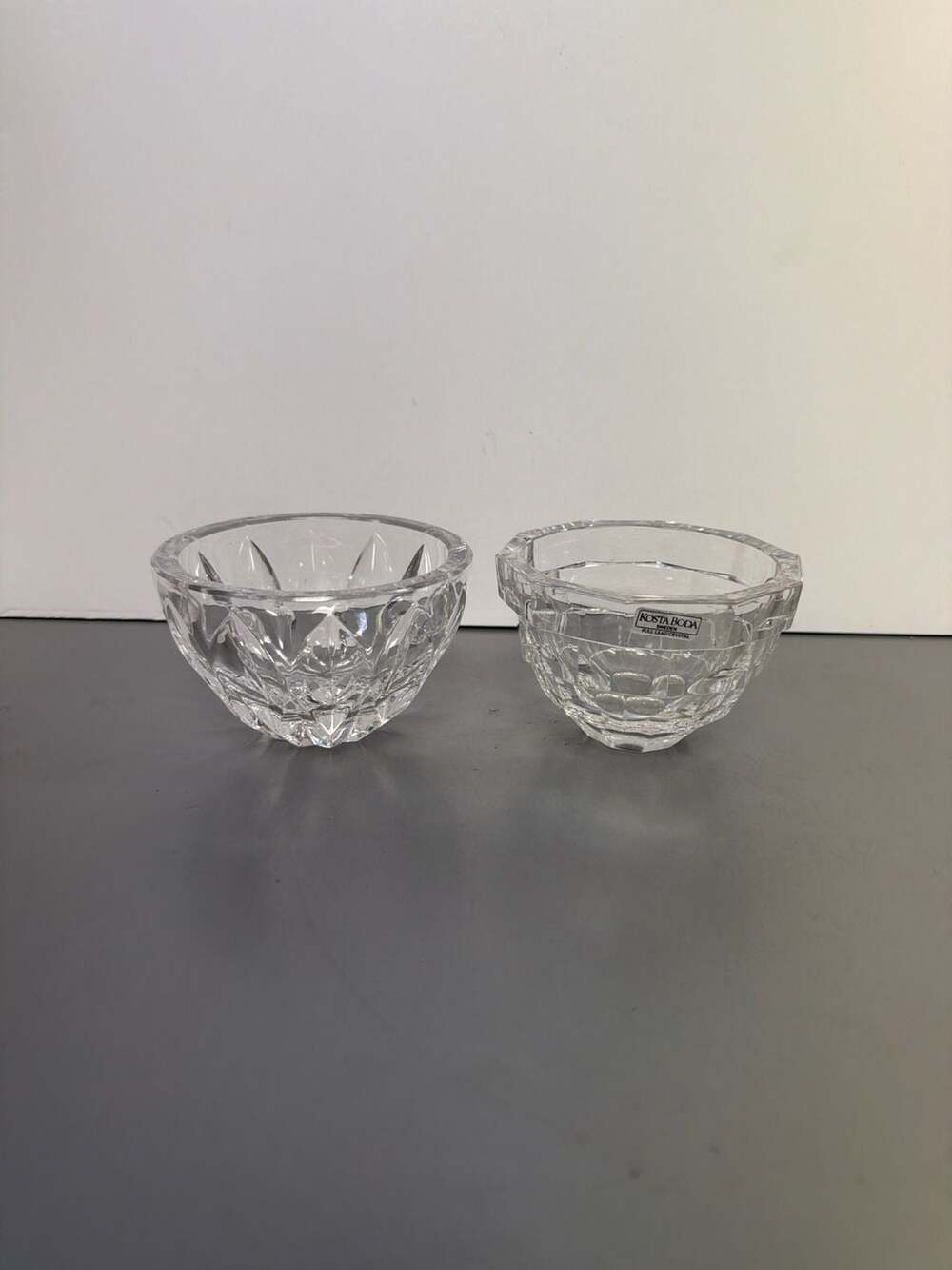 Kosta Boda Sweden Set of 2 Small Lead Crystal Bowls Stella & Prince Patterns 4"